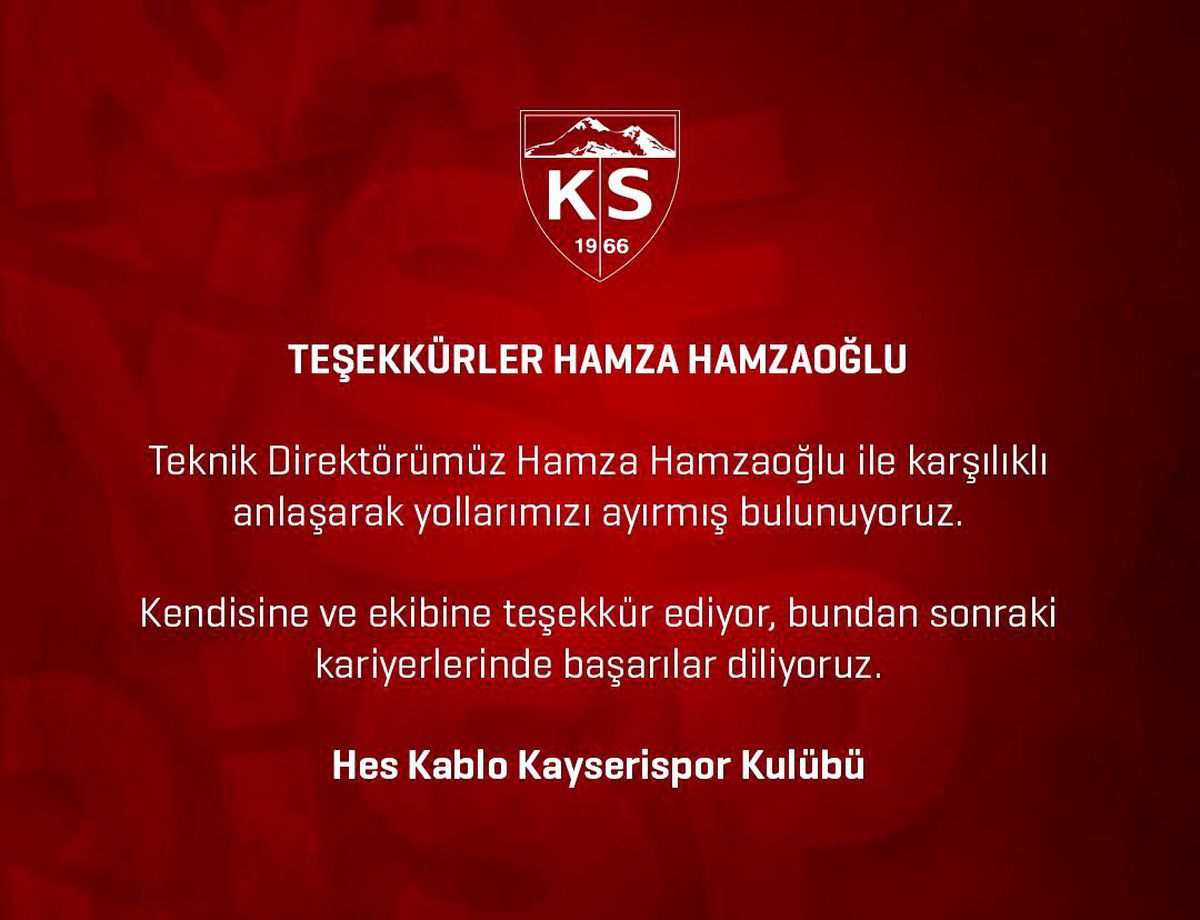 Kayserispor\'dan Hamzaoğlu açıklaması