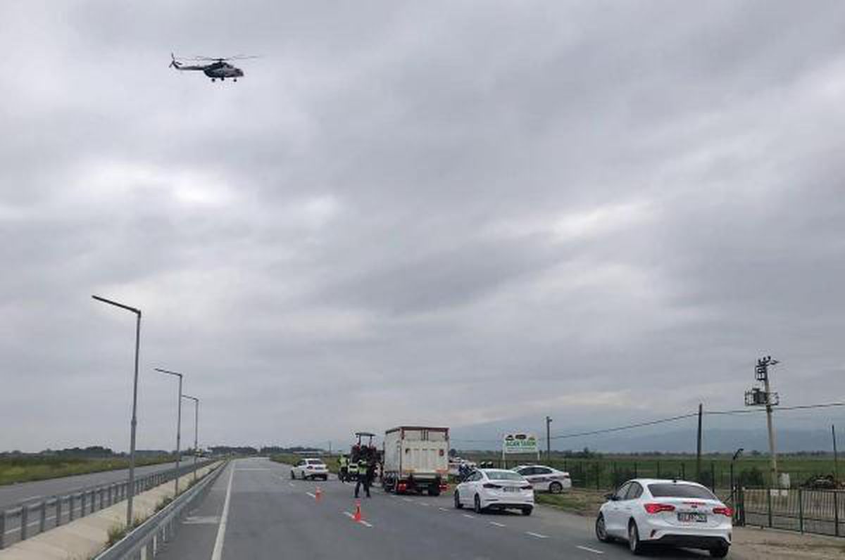 Manisa\'da helikopterli trafik denetimi