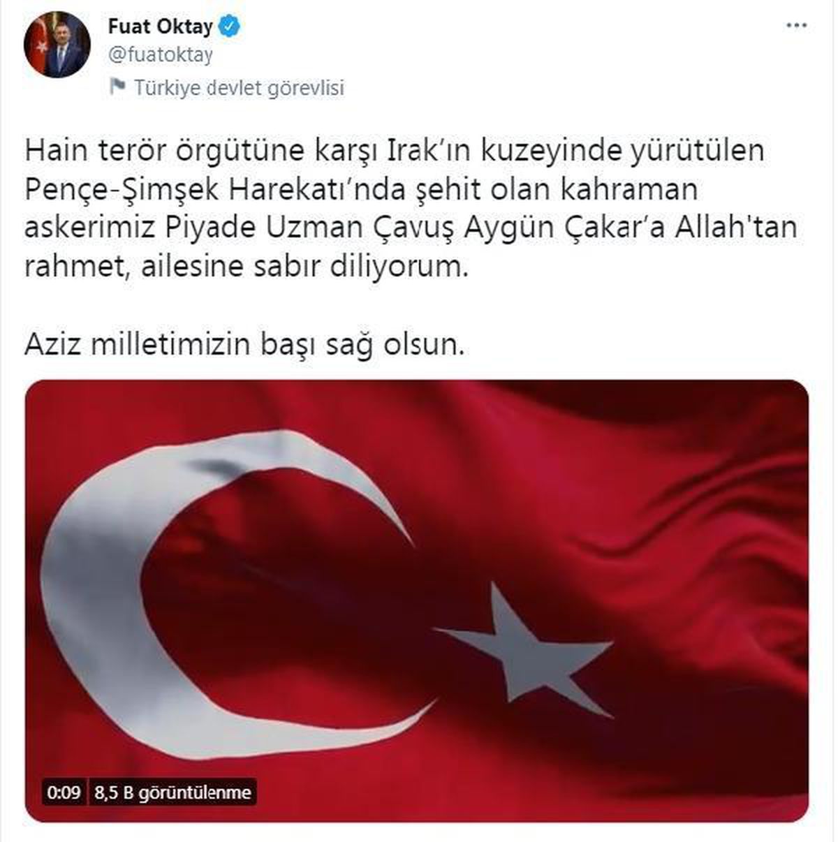 Son dakika: Şehit Uzman Çavuş Aygün Çakar için taziye mesajları paylaşıldı
