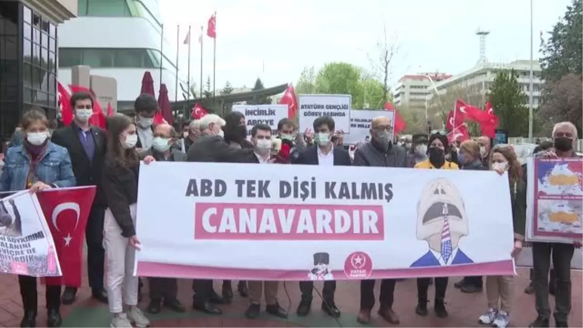 Türkiye Gençlik Birliği üyeleri, ABD Başkanı Biden\'ın 1915 olaylarını "soykırım" olarak nitelemesini protesto etti