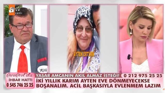 Esra Erol'da ilginç olay! Eşi evden kaçan 72 yaşındaki adamdan şok sözler: Gelmeyecekse söylesin, benim acil evlenmem lazım Esra Erol'da ilginç olay! Eşi evden kaçan 72 yaşındaki adamdan şok sözler: Gelmeyecekse söylesin, benim acil evlenmem lazım