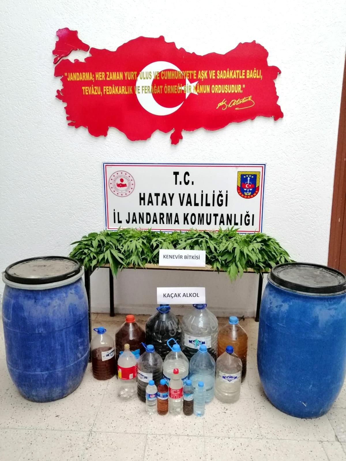 Hatay\'da 115 litre sahte içki ile 174 kök Hint keneviri ele geçirildi