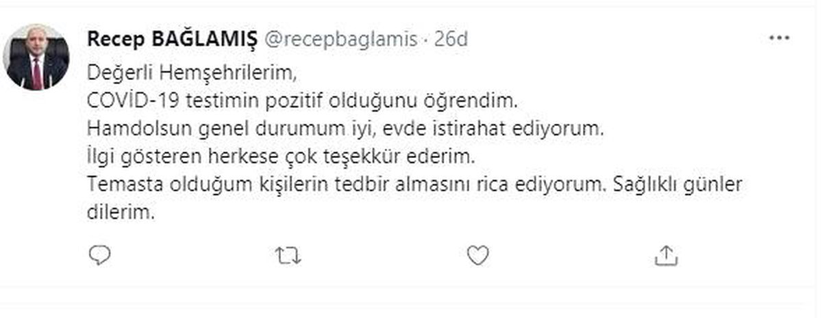 KTB Başkanı Bağlamış koronavirüse yakalandı