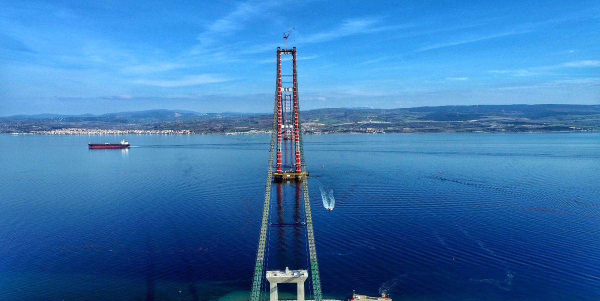 1915 Çanakkale Köprüsü\'nde ana halat kablolarının montajı tamamlanmak üzere