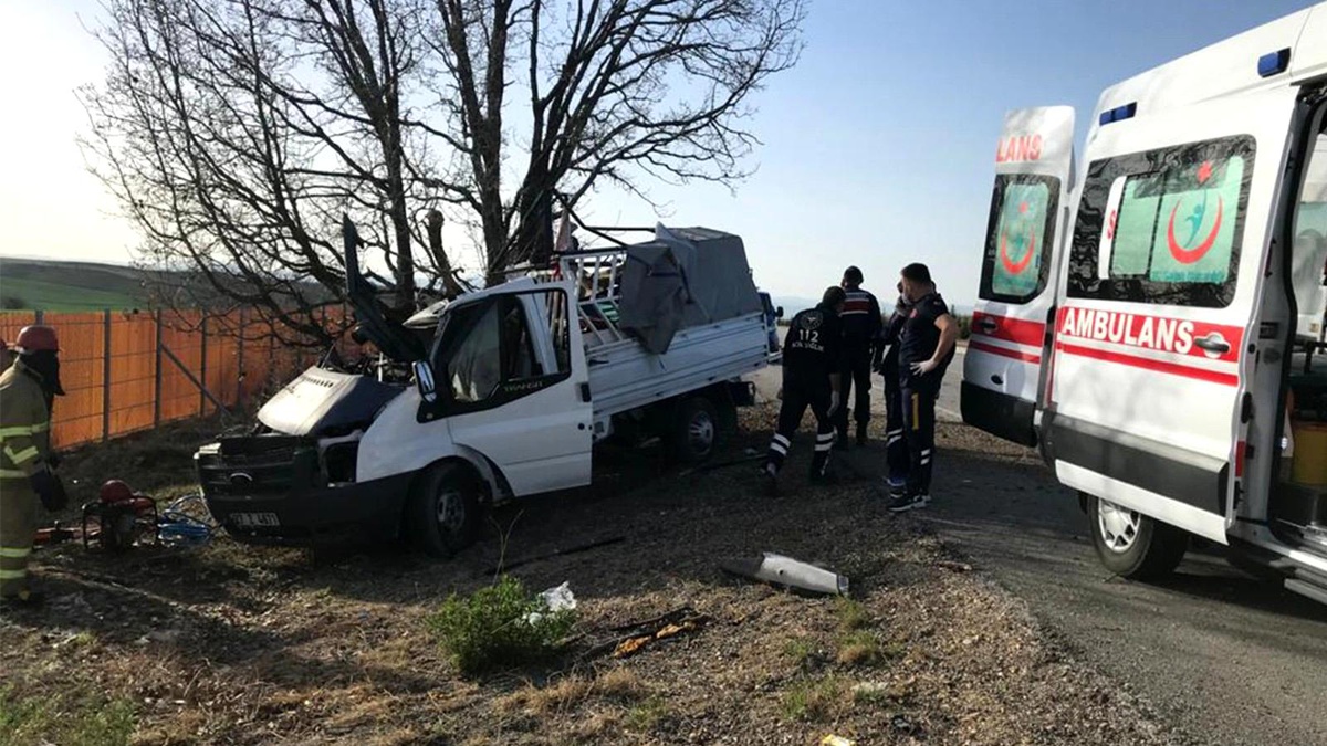 Son dakika 3. sayfa: Kontrolden çıkan kamyonet ağaca çarptı: 1 ölü, 1 yaralı