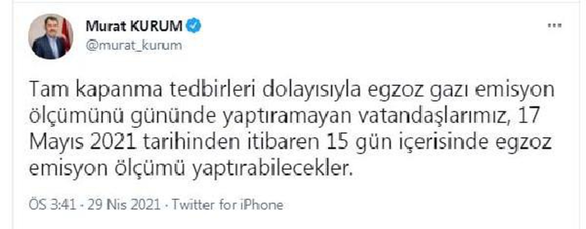 Egzoz emisyon ölçümüne \'tam kapanma\' ertelemesi