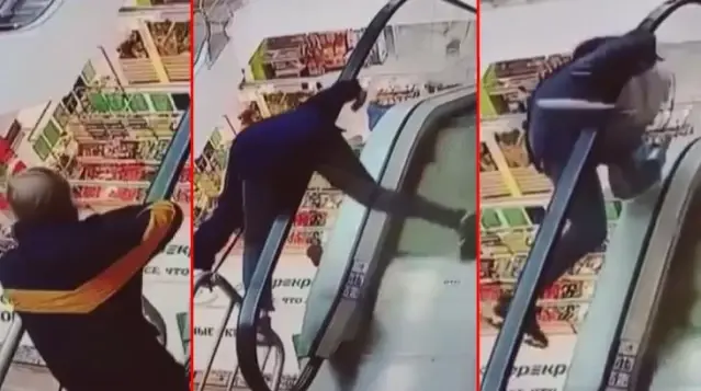 AVM'de korkun� olay! Y�r�yen merdivenin band�na tak�lan gen� metrelerce y�ksekten a�a��ya d��t�