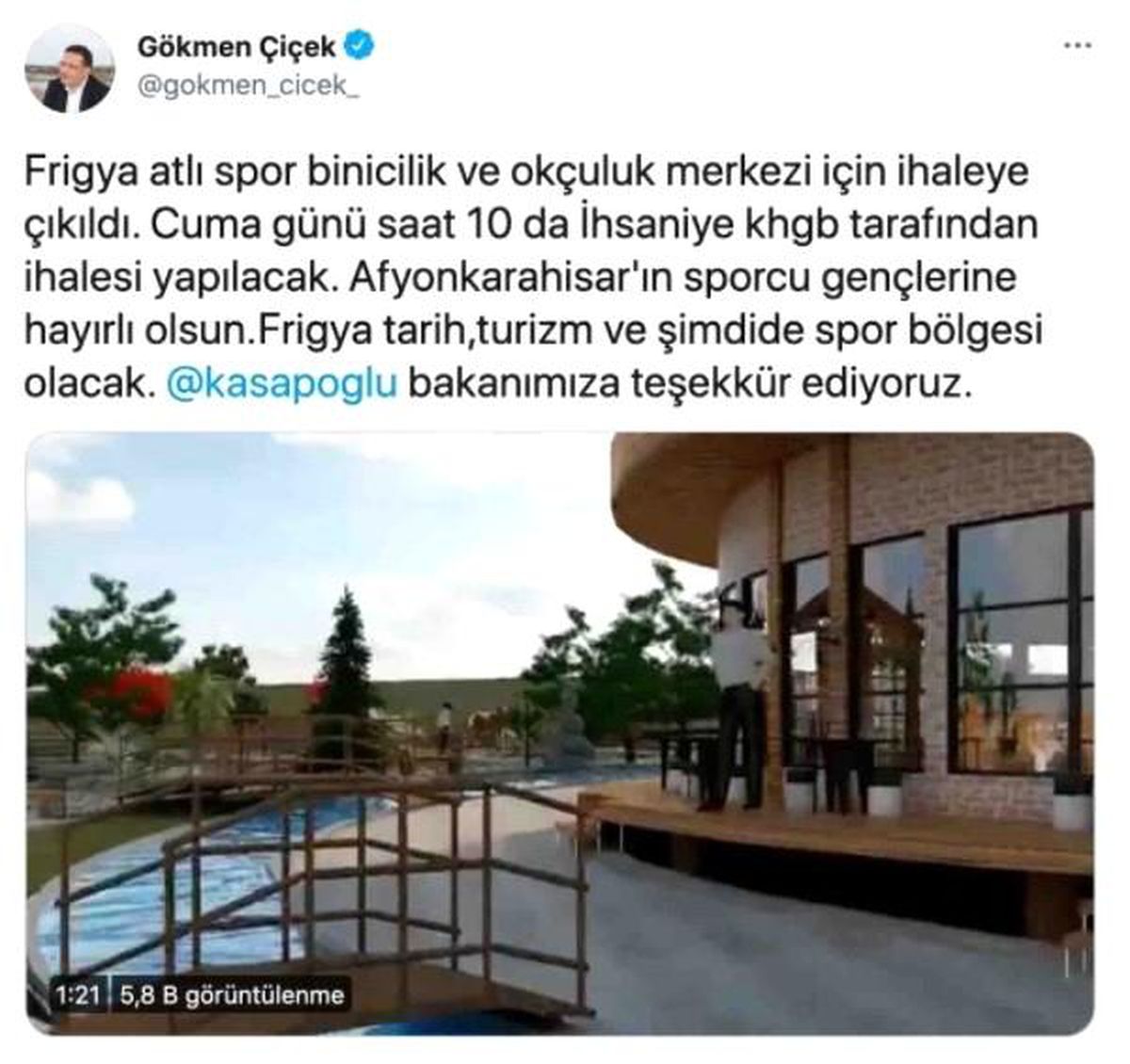 Frig\'ya Atlı Spor Binicilik ve Okçuluk Merkezi için ihaleye çıkılıyor