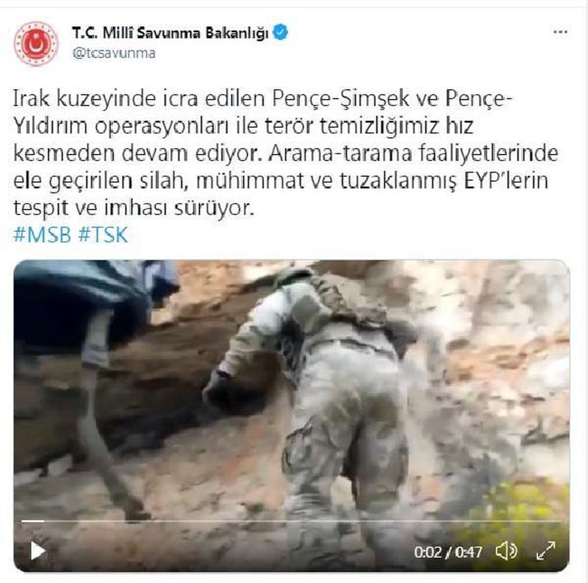 Irak\'ın kuzeyi Pençe-Şimşek ve Pençe-Yıldırım operasyonlarıyla terörden temizleniyor