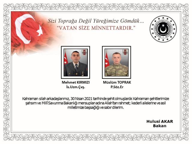 Son Dakika! Pençe-Yıldırım harekatında yaralanan 2 askerimiz hastanede şehit oldu