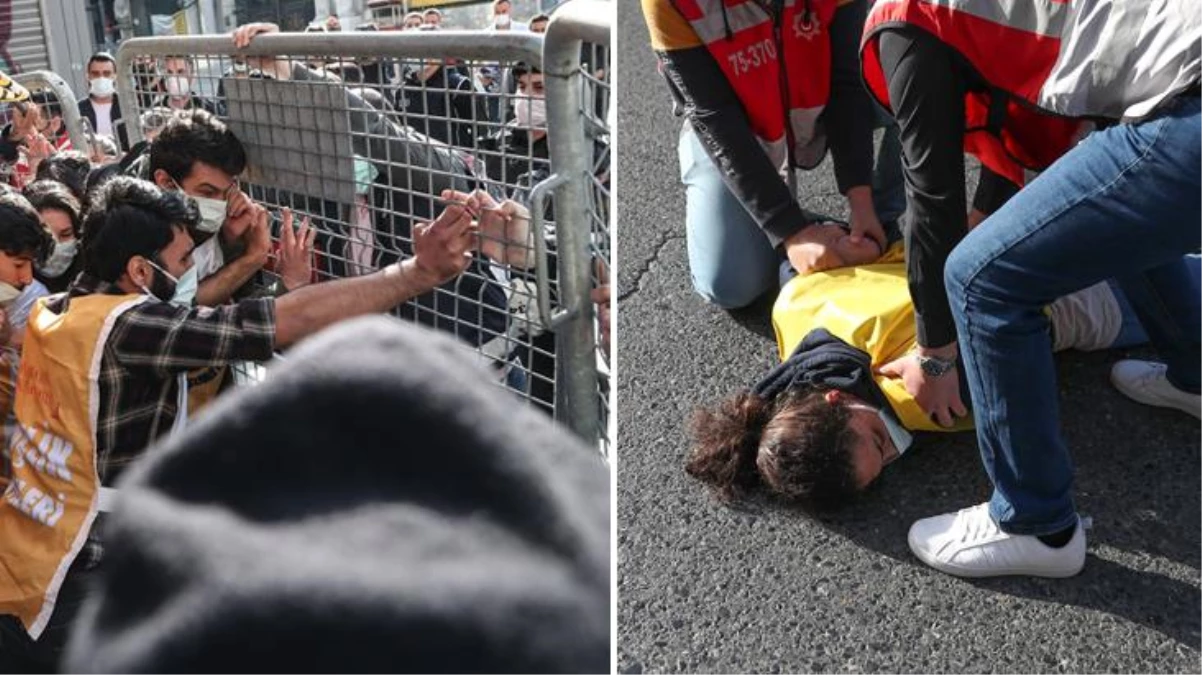 Bariyerleri yıkarak 1 Mayıs\'ı Taksim\'de kutlamak isteyenler gözaltına alındı