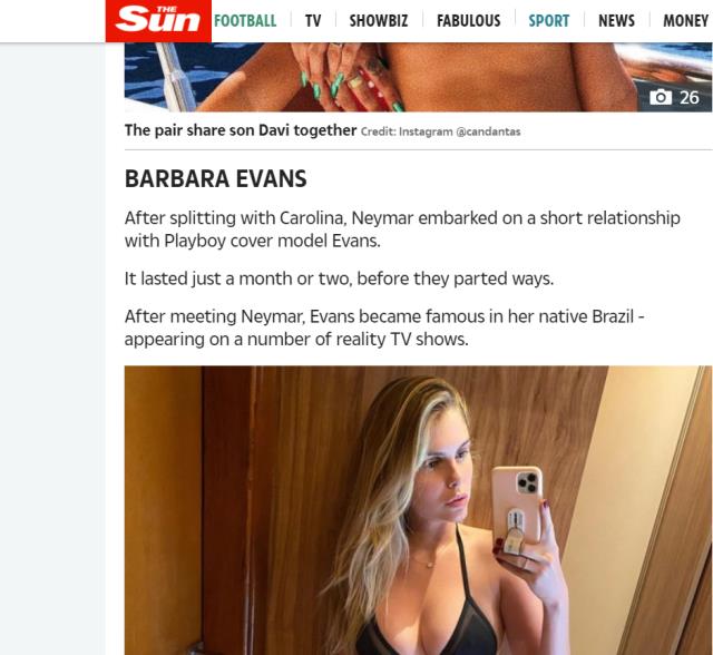 Bir dönem Neymar'la aşk yaşayan manken Barbara, çıplak pozlarıyla Brezilyalı yıldızın başına bela oldu