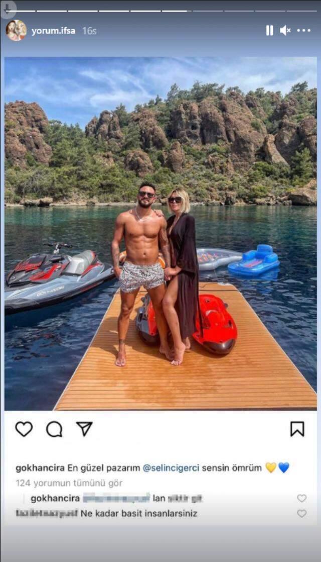 Gökhan Çıra, Selin Ciğerci ile pozuna 'Basit insanlarsınız' yorumunu yapan kadın takipçisine küfretti
