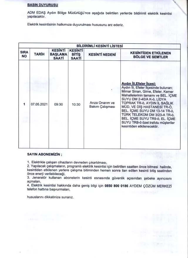 elektrik kesintisi