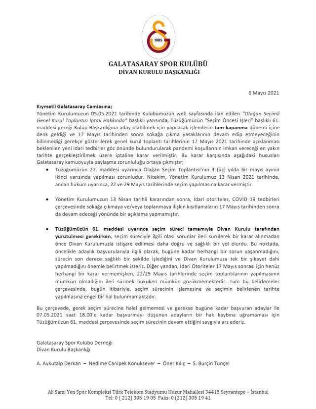 Galatasaray'da seçim kaosu! Yönetim iptal etti, Divan Kurulu tam tersini söyledi Galatasaray'da seçim kaosu! Yönetim iptal etti, Divan Kurulu tam tersini söyledi
