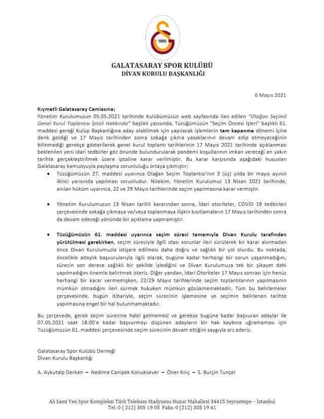 Galatasaray'da seçim kaosu! Yönetim iptal etti, Divan Kurulu tam tersini söyledi