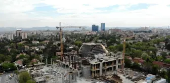 İnşaatı devam eden Levent Cami drone ile havadan görüntülendi