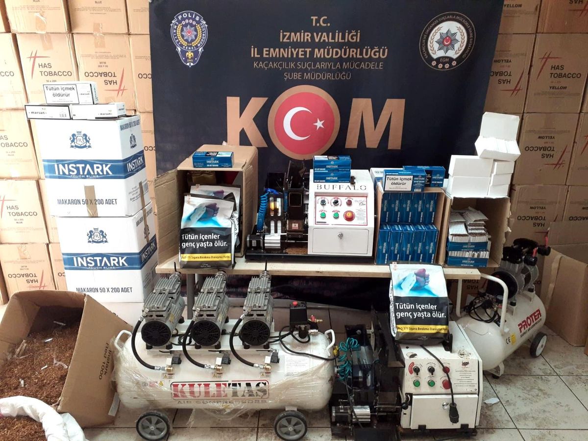 İzmir\'de kaçak sigara ve alkol üreticilerine 2 milyon TL\'lik darbe