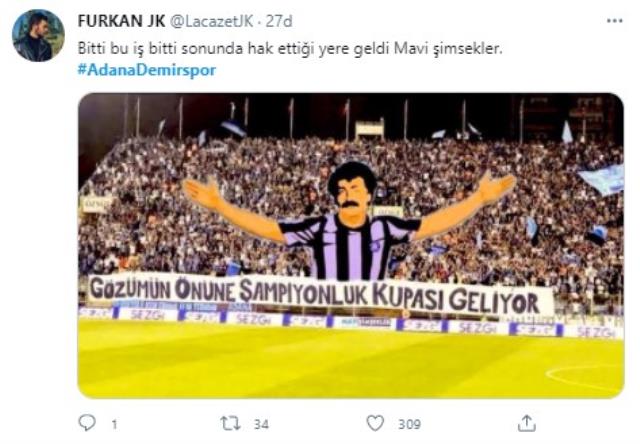 Adana Demirspor taraftarları sosyal medyada şampiyonluğu kutluyor