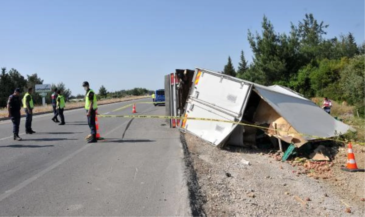 Meyve yüklü kamyon devrildi, şoför öldü