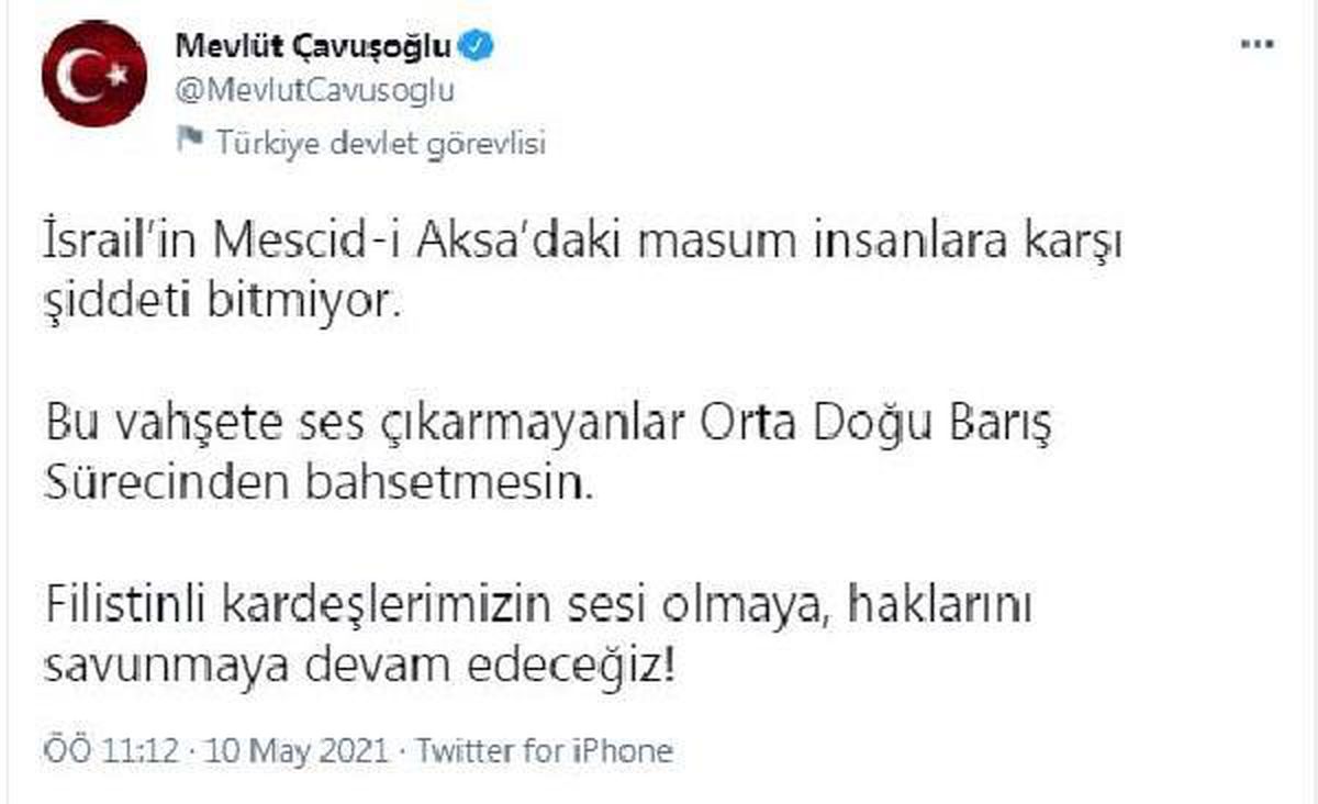 Son dakika haberi... Dışişleri Bakanı Çavuşoğlu: "Filistinli kardeşlerimizin sesi olmaya, haklarını savunmaya devam edeceğiz"