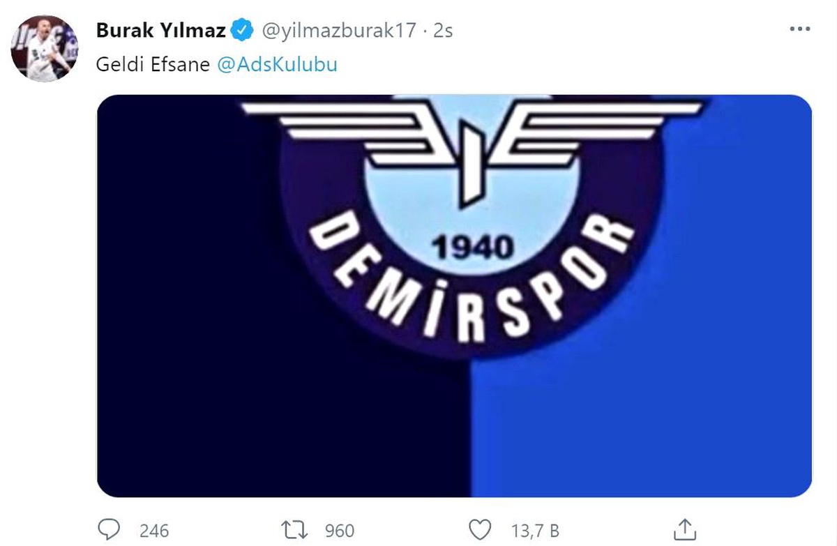 Burak Yılmaz\'dan Adana Demirspor paylaşımı