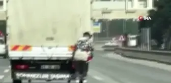 Son dakika haberleri... Patenli genç D-100'de ölüme meydan okudu...Tehlikeli yolculuk kamerada