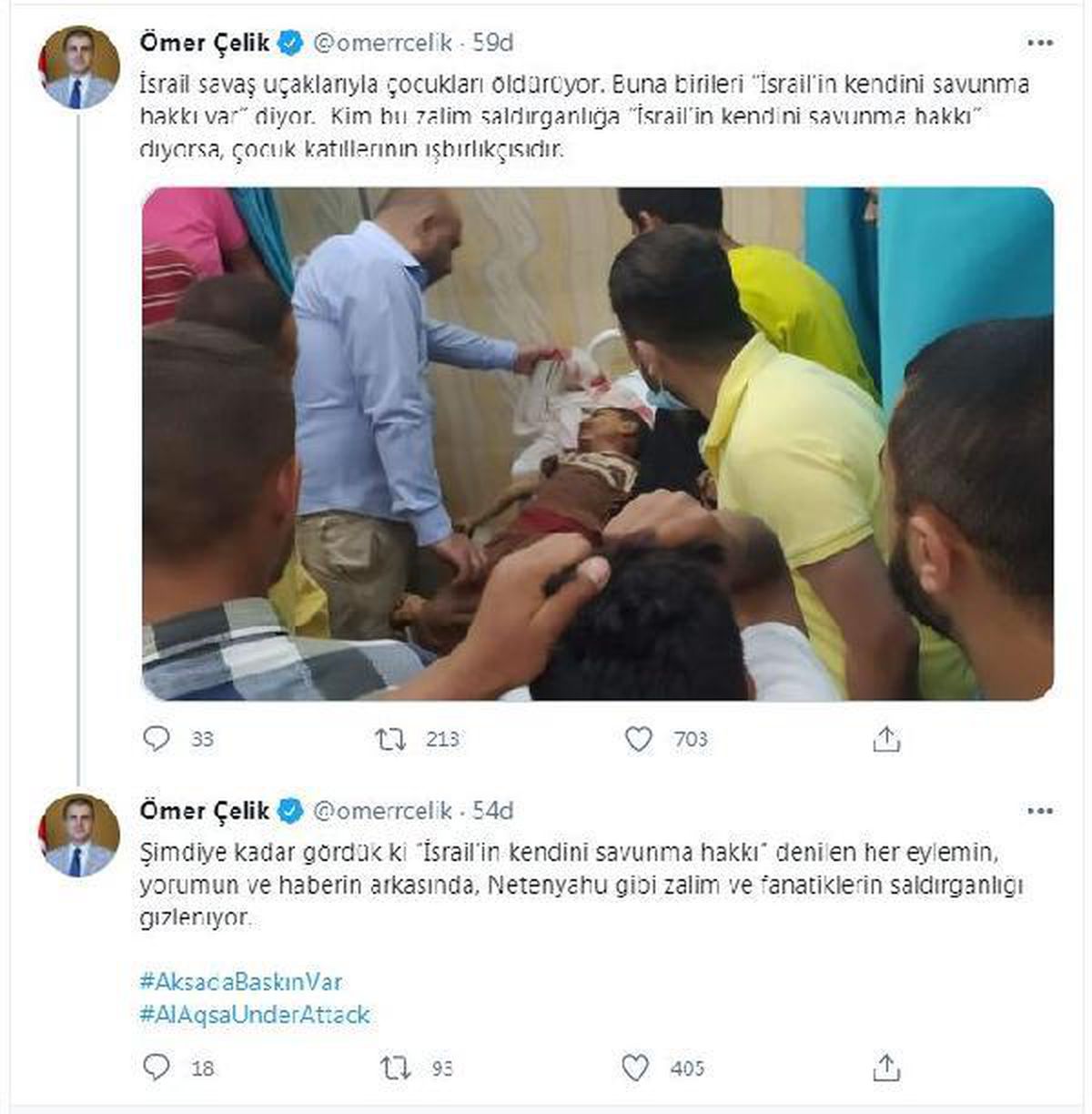 AK Parti\'li Çelik: İsrail savaş uçaklarıyla çocukları öldürüyor