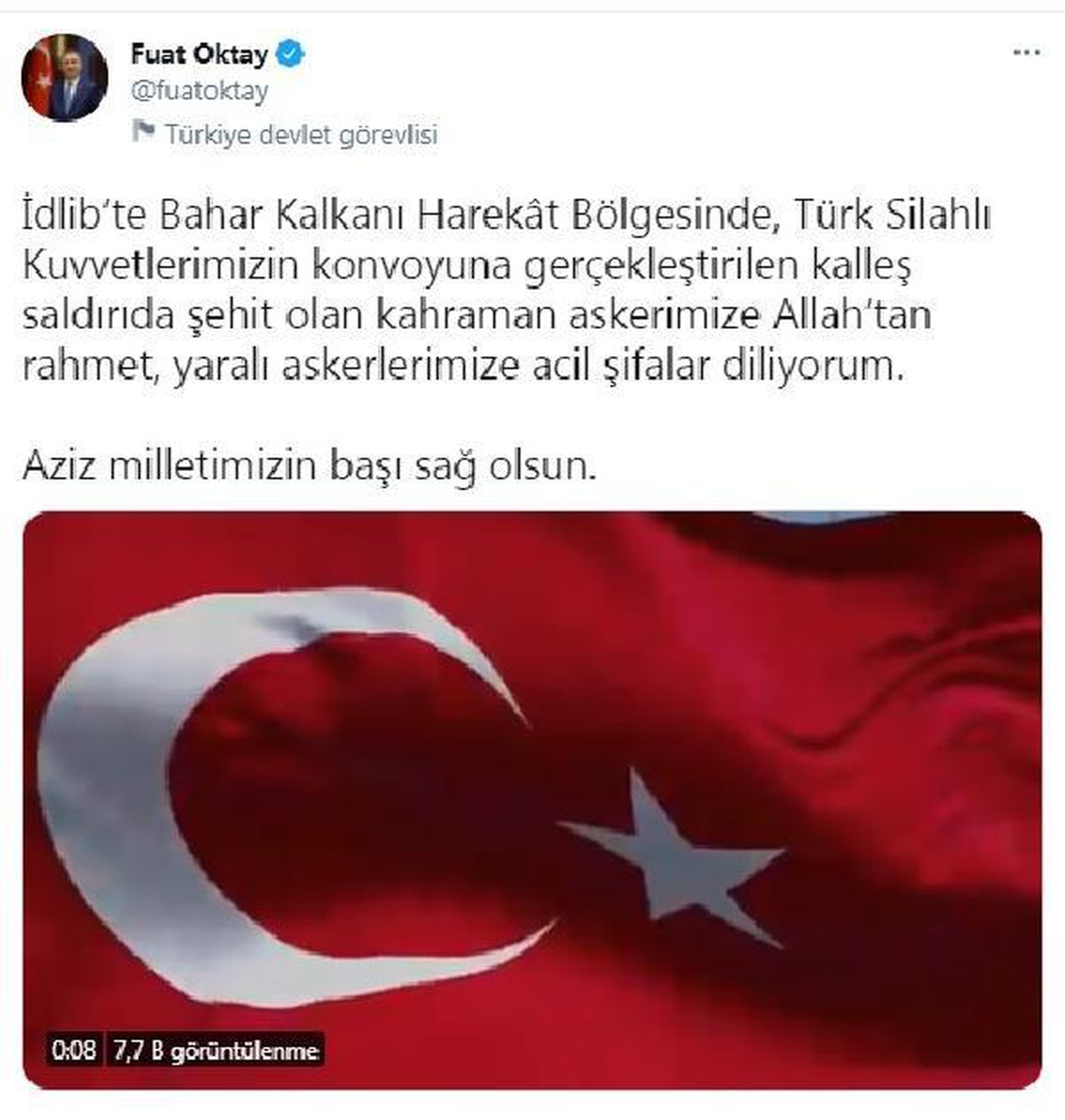 İdlib\'de şehit olan Mehmetçik için başsağlığı mesajları