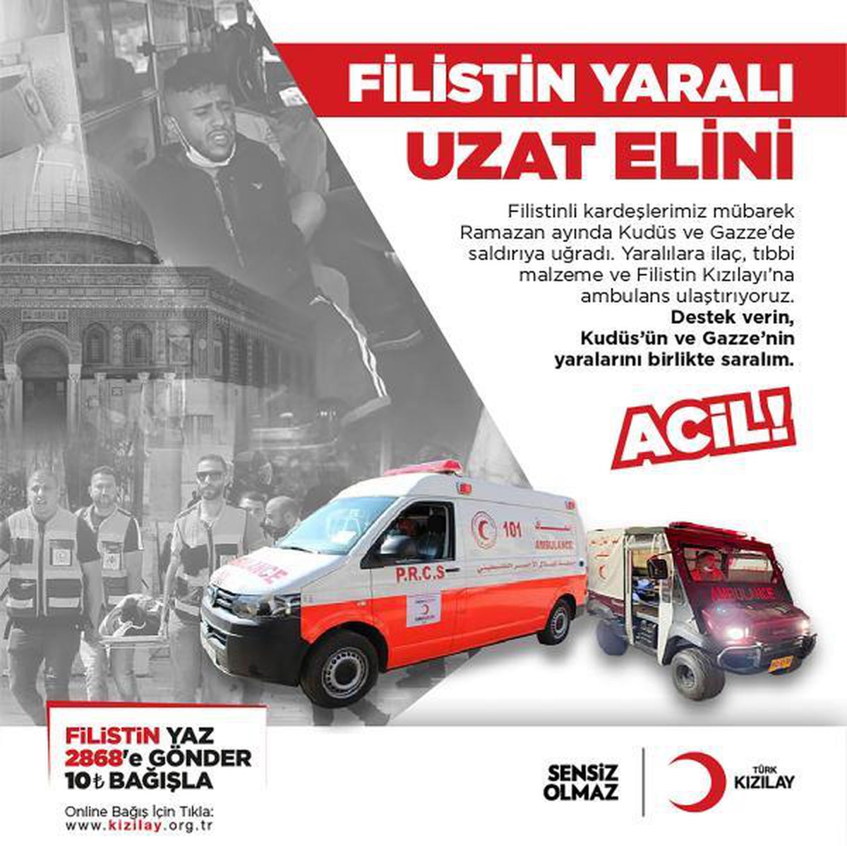 Son dakika... Türk Kızılay\'dan Filistin\'e acil ilaç ve ambulans yardımı