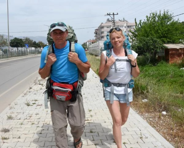 Ukraynalı çiftin 25 günlük Likya Yolu yürüyüşü