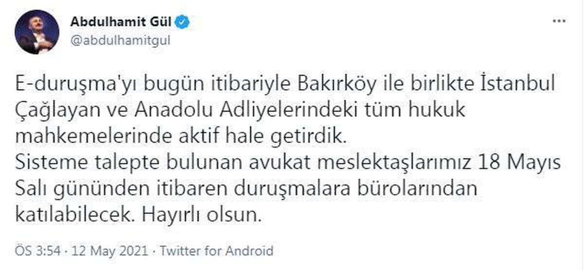 E-duruşma ülke genelinde 679 mahkemede uygulanıyor