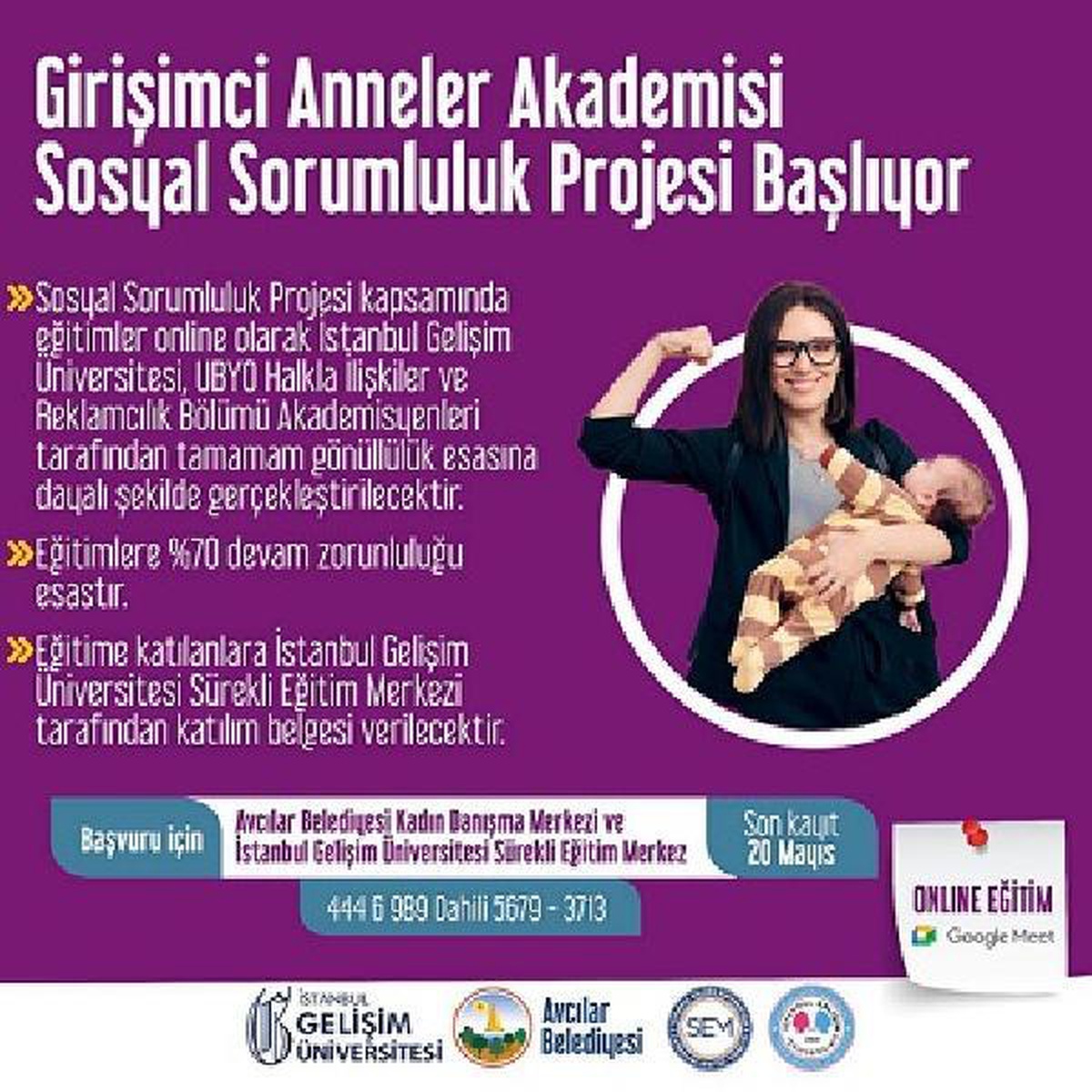 Girişimci Anneler Akademisi Sosyal Sorumluluk Projesi başlıyor