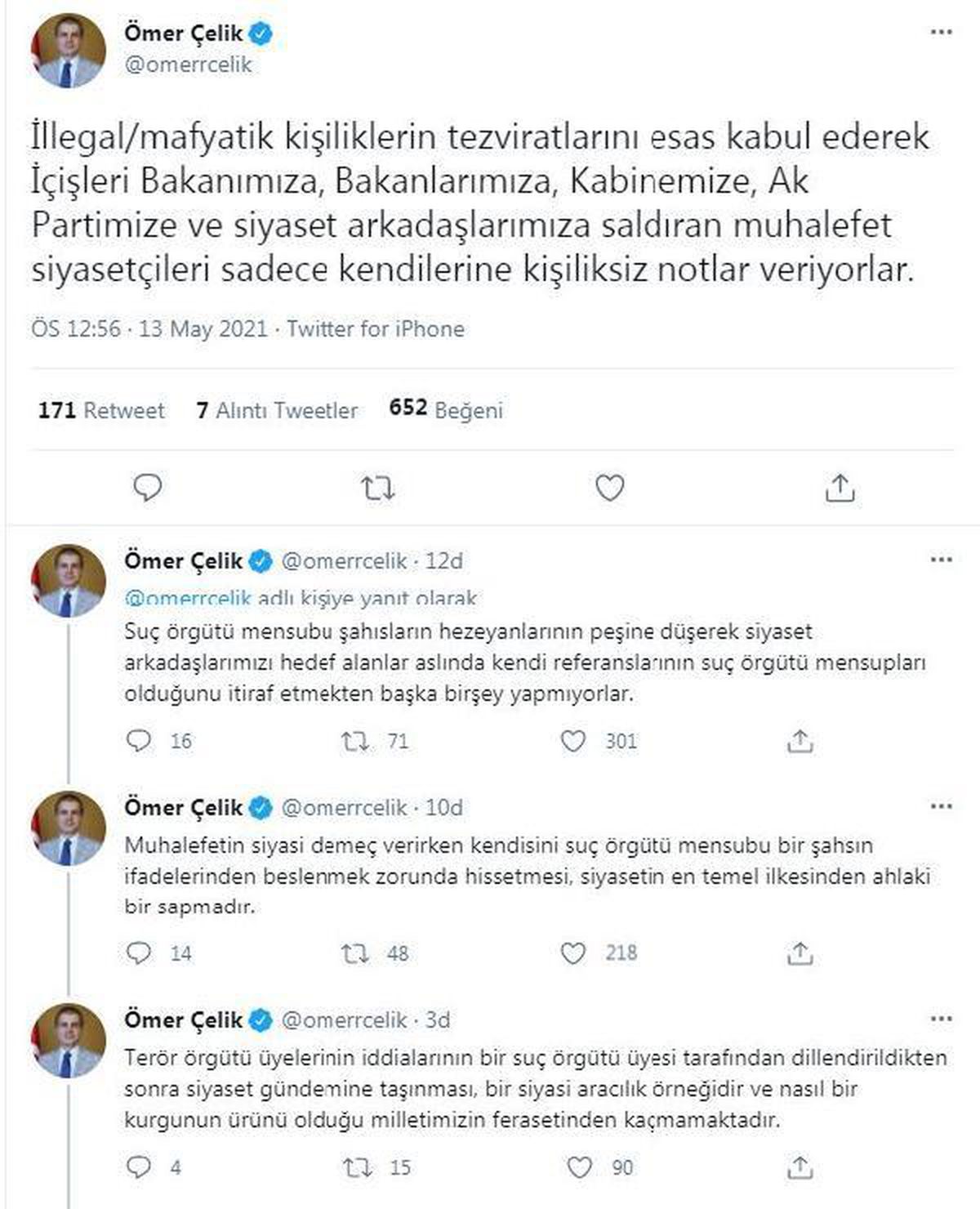 AK Parti\'li Çelik: Suç örgütü üyesinin laflarıyla partimizi hedef alanları kınıyoruz