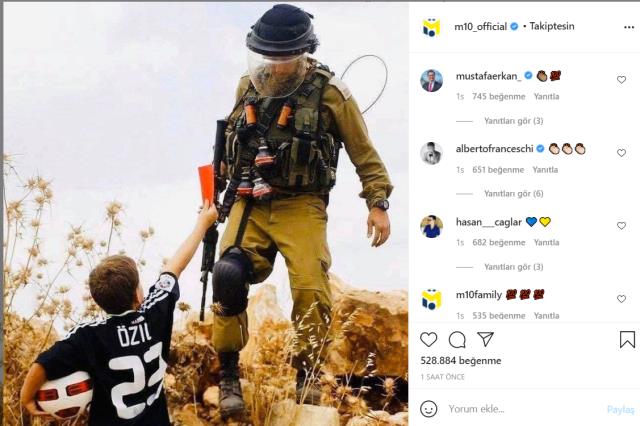 Mesut Özil formalı çocuktan zalim İsrail'e kırmızı kart