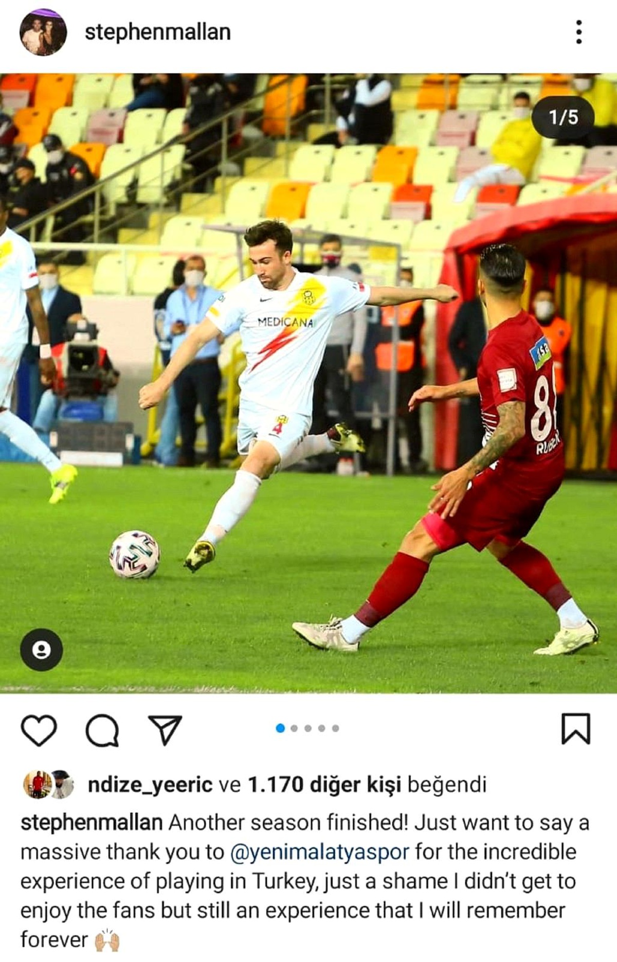Yeni Malatyaspor\'lu Mallan\'dan veda paylaşımı