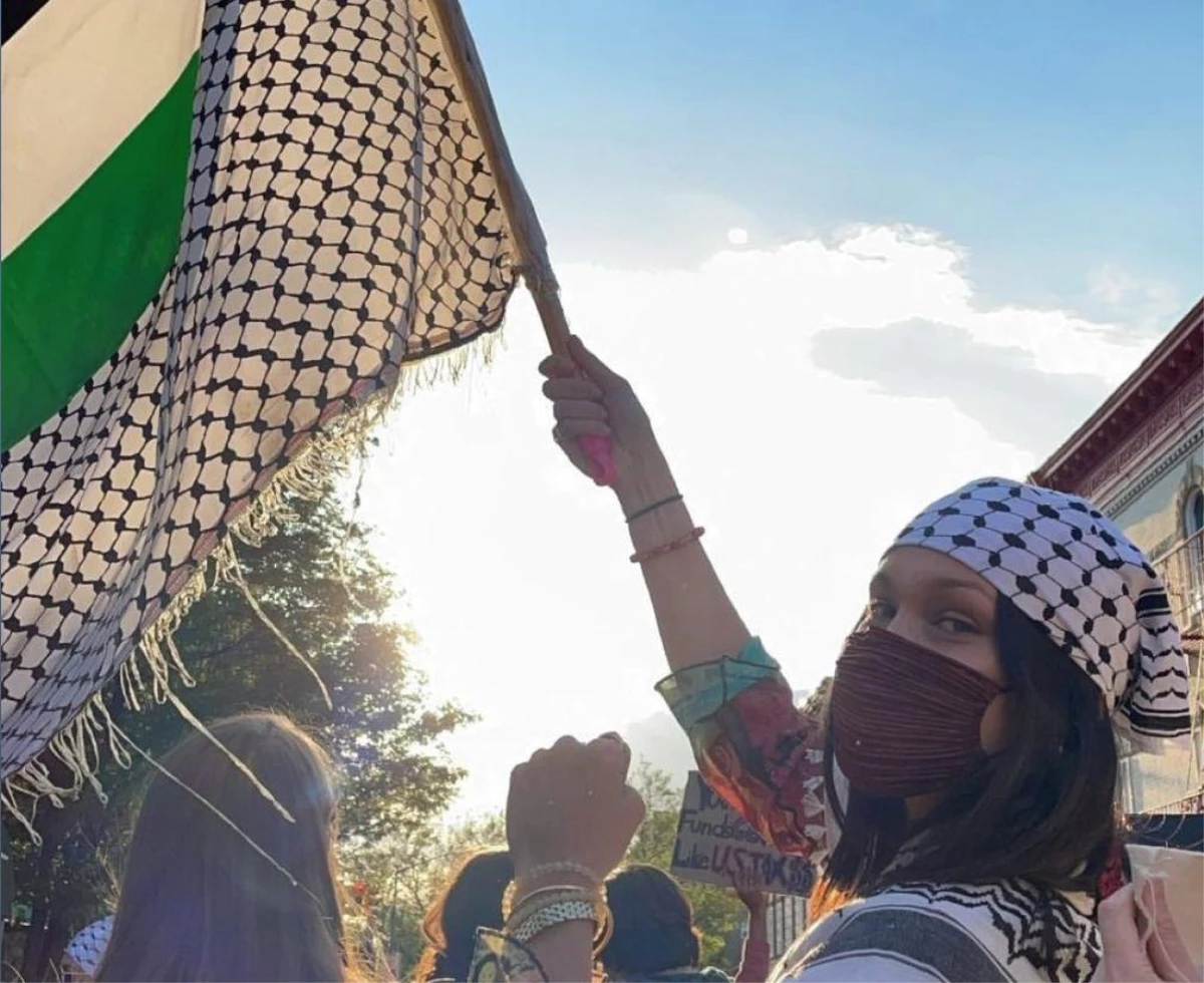 Bella Hadid, ABD\'deki Filistin\'e destek protestosuna katıldı
