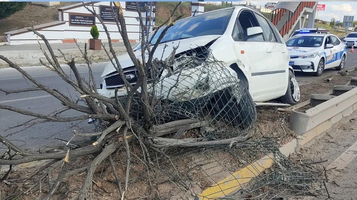 Kırıkkale\'de bariyerlere ve tıra çarpan otomobilin sürücüsü yaralandı