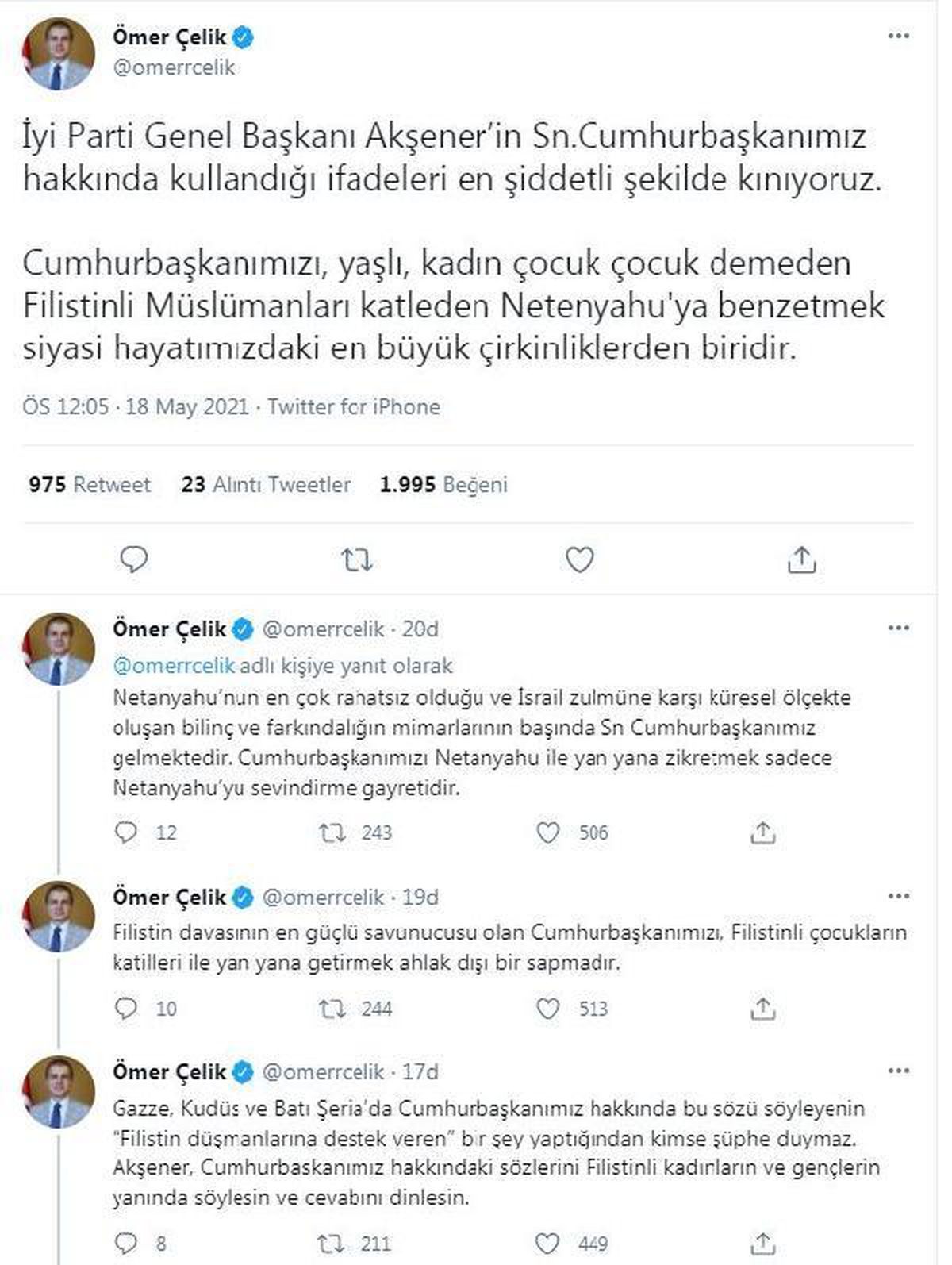 AK Parti\'li Çelik: Cumhurbaşkanımızı Netanyahu\'ya benzetmek çirkinliktir