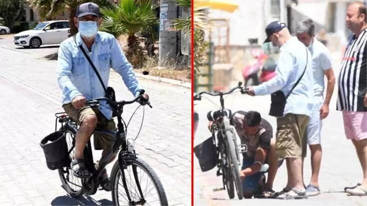 Ünlü oyuncu Şener Şen\'in bisikleti bozuldu, yardıma esnaf koştu