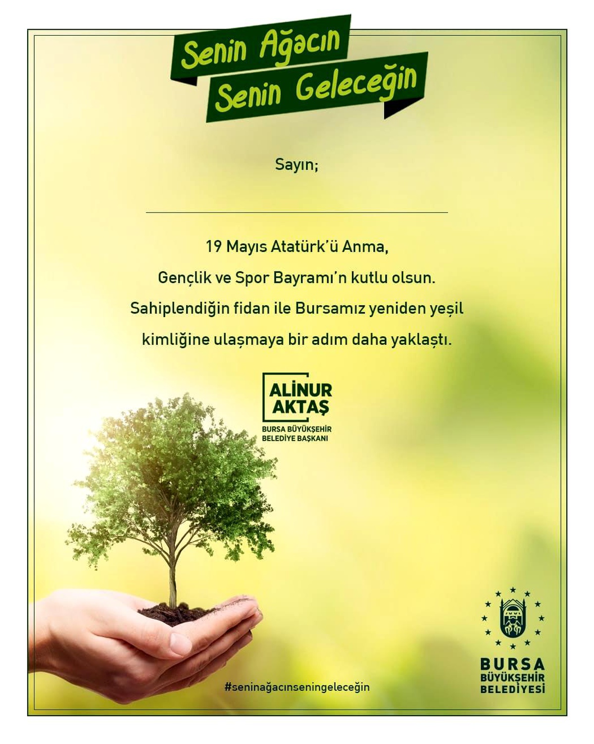 Haydi gençler; sizin de dikili bir ağacınız olsun
