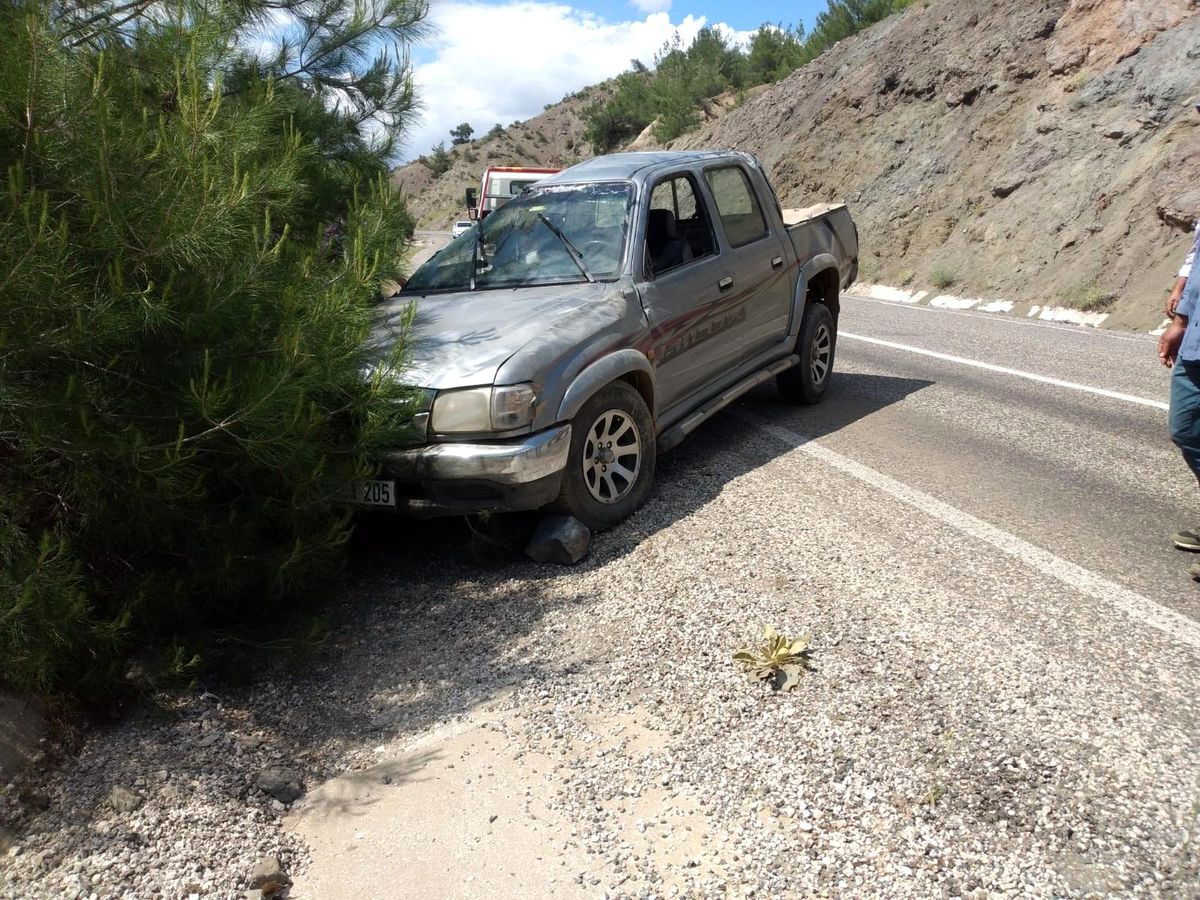 Şarampole düşen kamyonet sürücüsü yaralandı