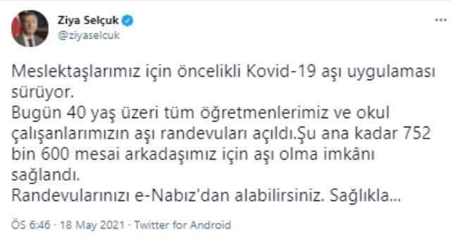 Son Dakika: 40 yaş üzerindeki tüm branş öğretmenler aşılanmaya başlıyor