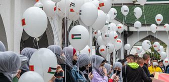 Karadağ'daki Fatih Mehmed Medresesi öğrencileri Filistin'e destek etkinliği düzenledi