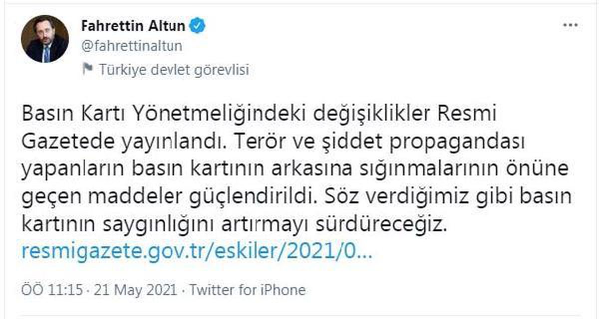 Basın Kartı Yönetmeliği yenilendi