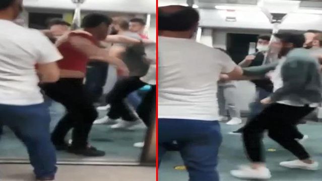 Öldüresiye dövdükleri genci ilk durakta trenden attılar! Marmaray'da tekme tokat kavga anları