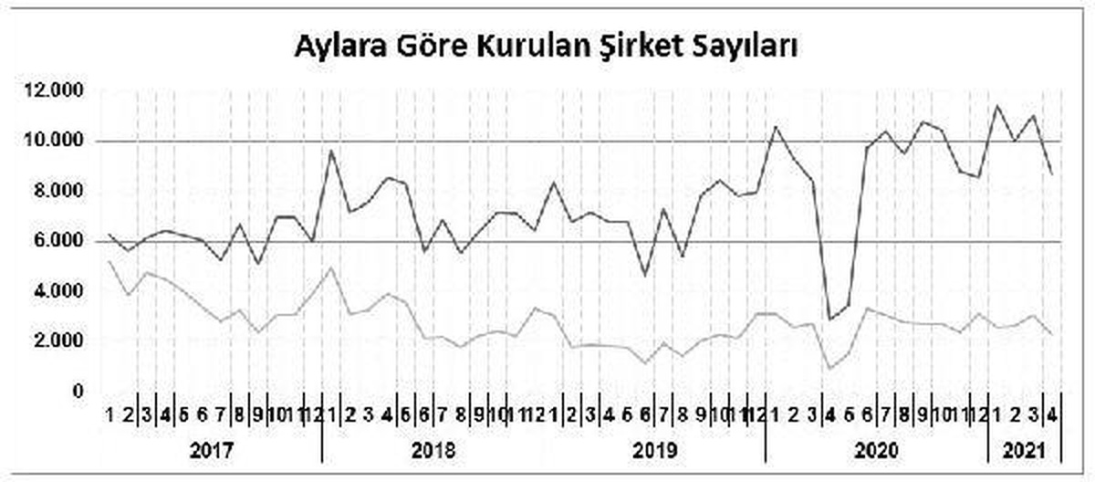 Kurulan şirket sayısı yüzde 204,5 arttı