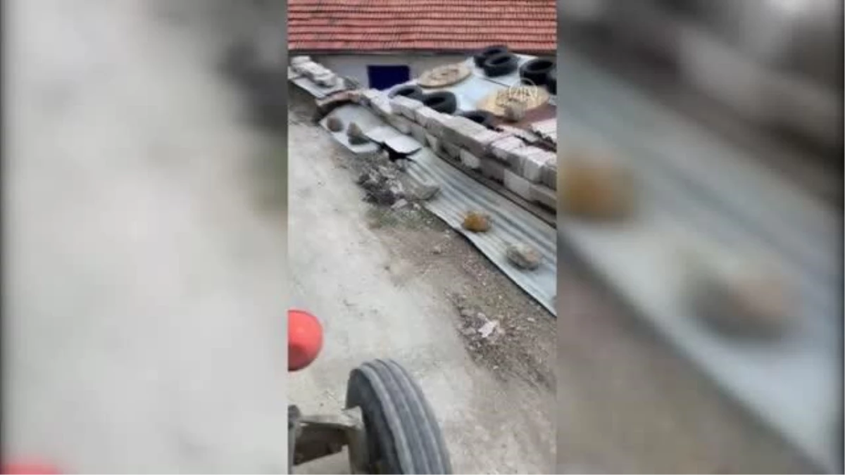 Gölbaşı\'nda traktör sürücüsü yavru kargayı kediden kurtardı