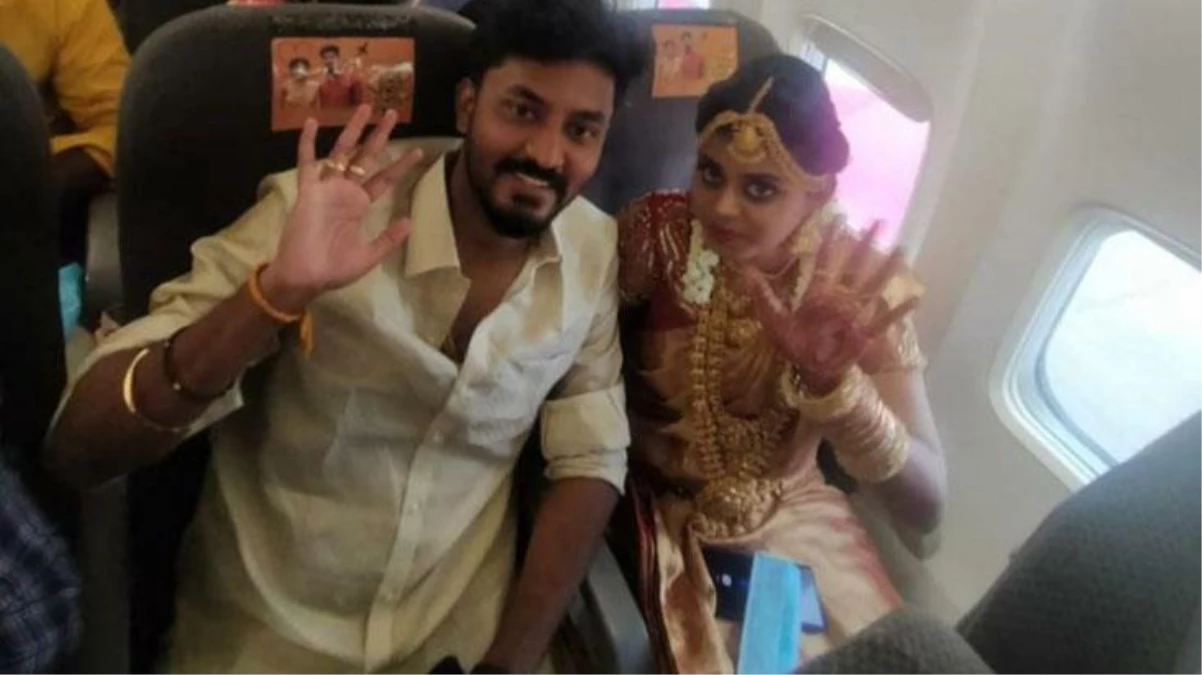 Hindistan\'da koronavirüs kısıtlamalarından kaçmak isteyen çift, uçakta düğün yaptı