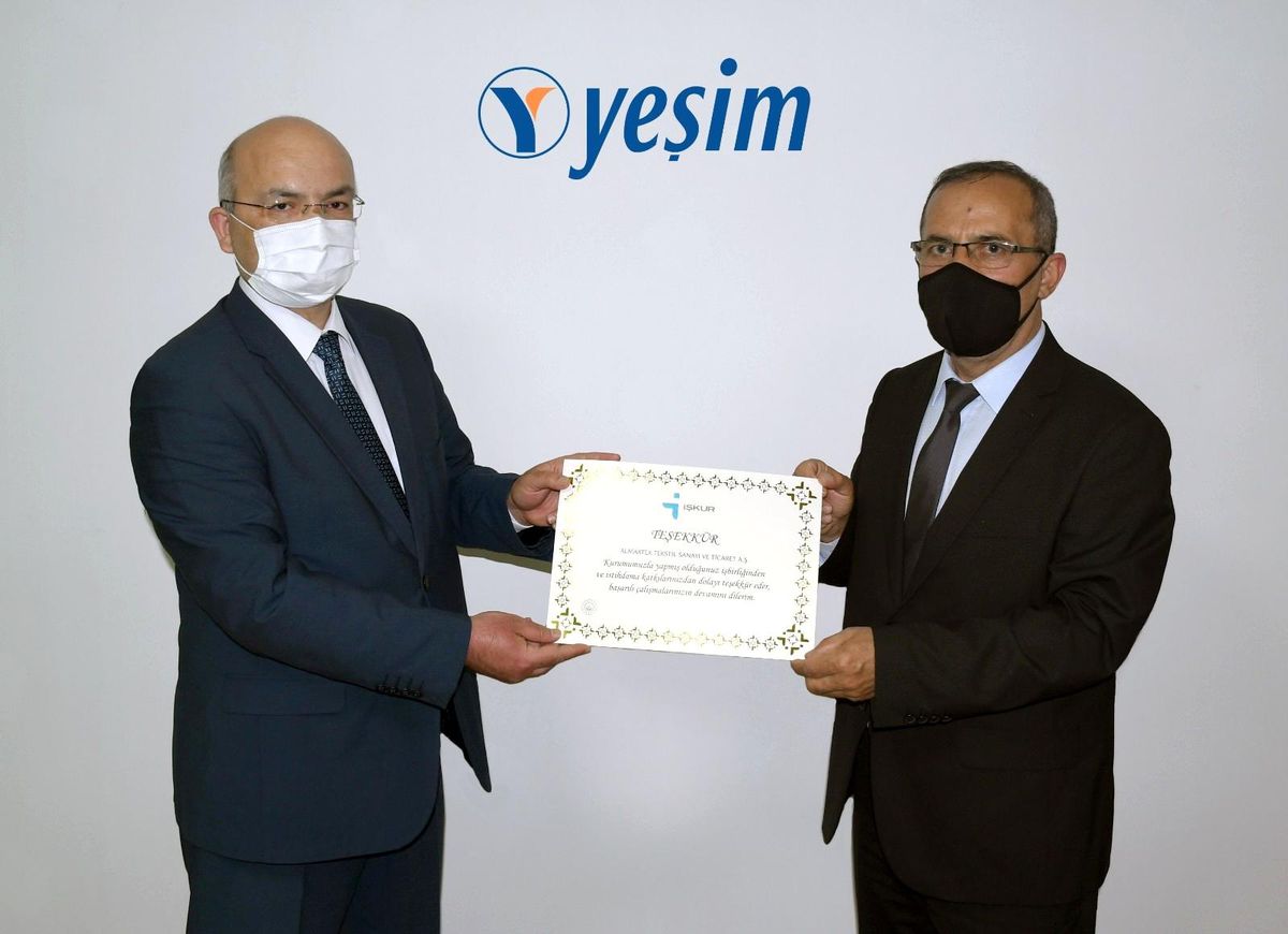 İŞKUR\'dan Yeşim\'e teşekkür belgesi